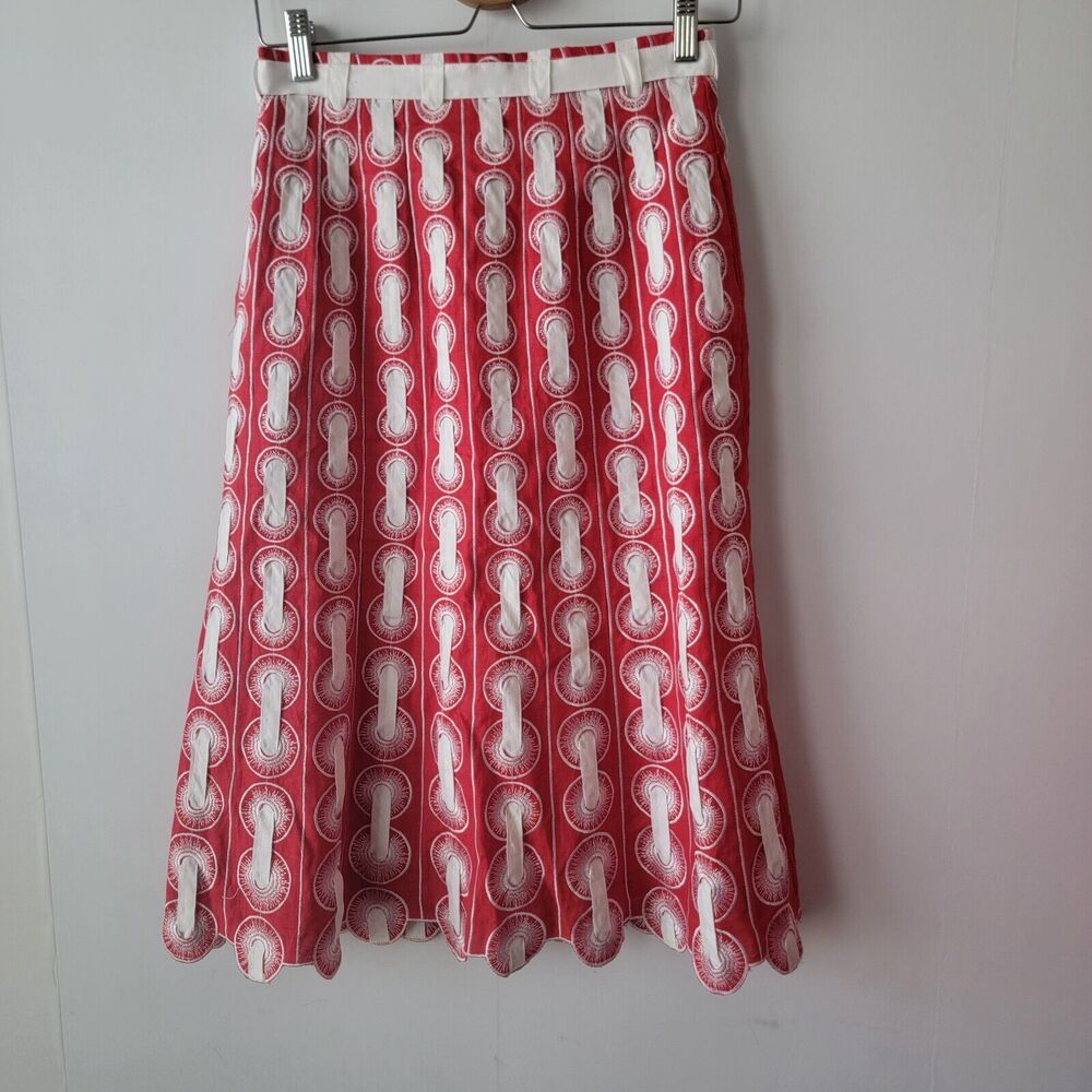 Jsong collection 100% linen women's Ribbon Threaded Circle Skirt sz 4 Style 1800